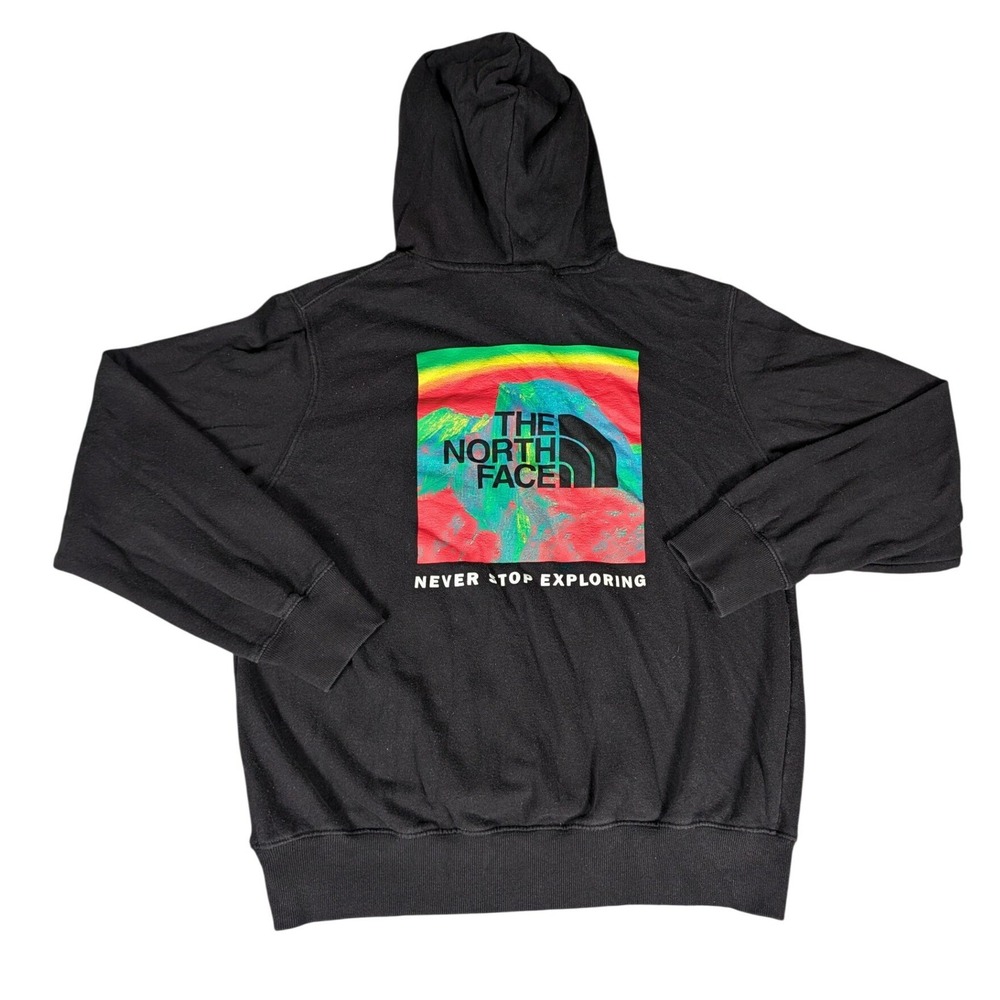 The North Face Mens Black Graphic Hoodie Never Stop Exploring Mountain Logo